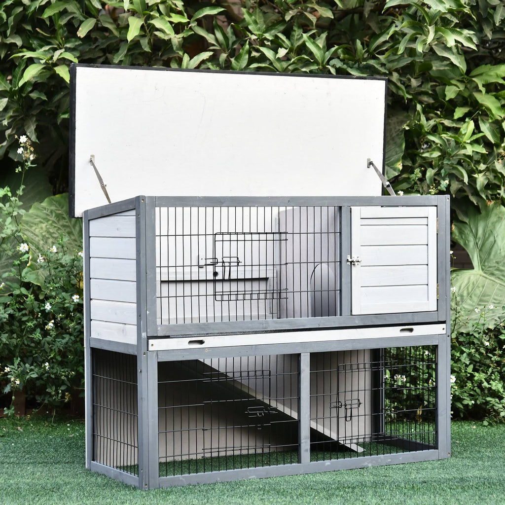 Wooden Rabbit Hutch with Ramp T871561