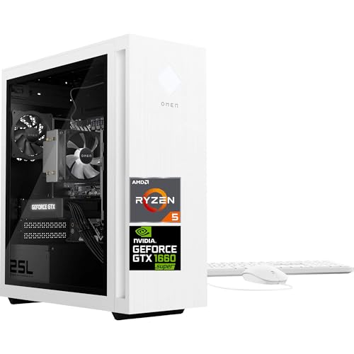 White Gaming Desktop PC with AMD Ryzen 5 5600G, GeForce GTX 1660 Super, 16GB RAM, 1TB SSD Q142