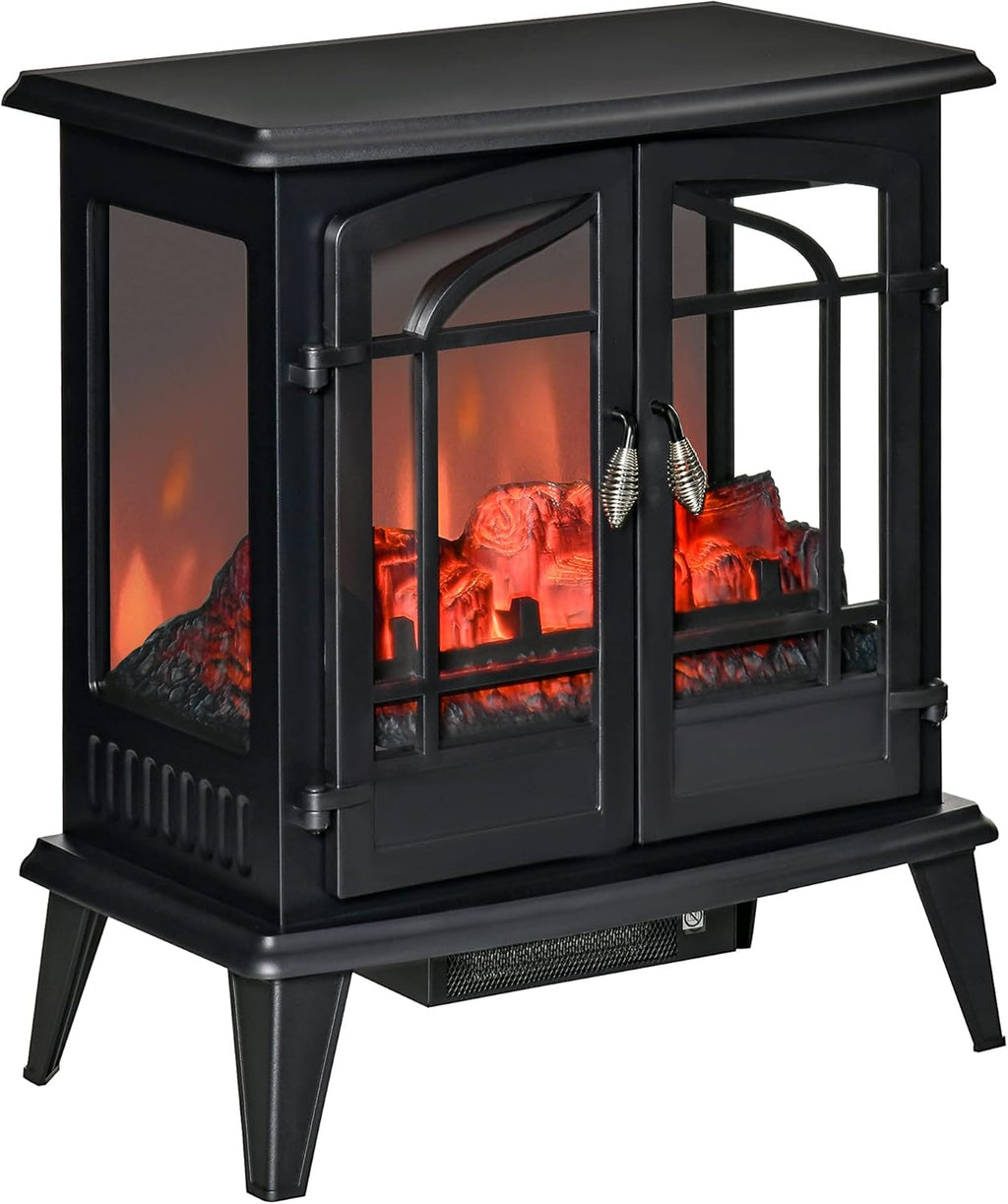 Black Freestanding Electric Fireplace Heater, 1400W W4755