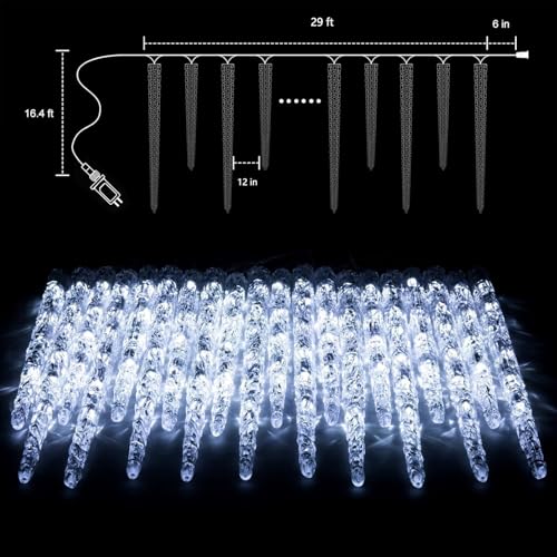 30ft 150 LED Cool White Icicle Lights with Remote K671931