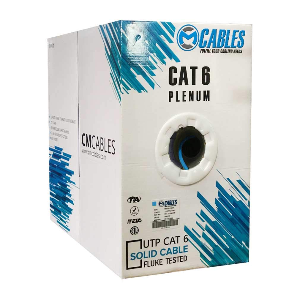 Cat6 Plenum UTP Solid Bulk Ethernet Network Cable 550 Mhz 23 AWG Blue A1920