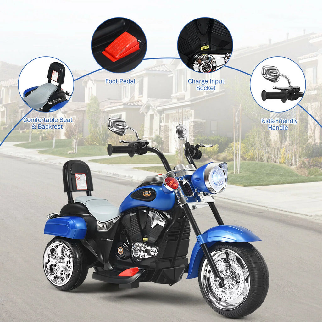6V Kids Ride On Motorcycle 3 Wheel Trike with Headlight White M227662