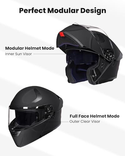 Matte Black Modular Full Face Motorcycle Helmet Z109