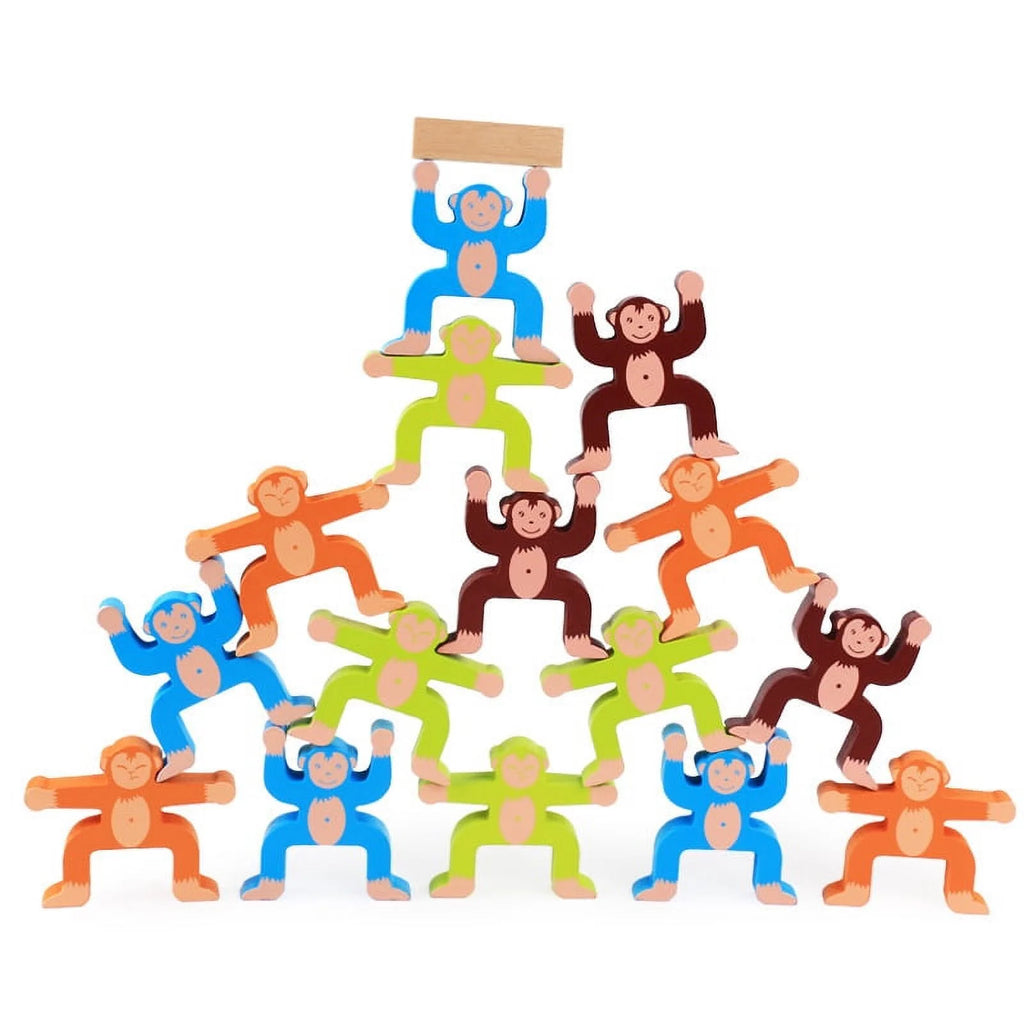 Wooden Stacking Games Monkeys Interlock Toys Set Balancing Blocks Toddler Educational W141