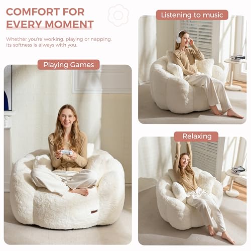 Beige Floral Shaped Bean Bag Sofa P146788