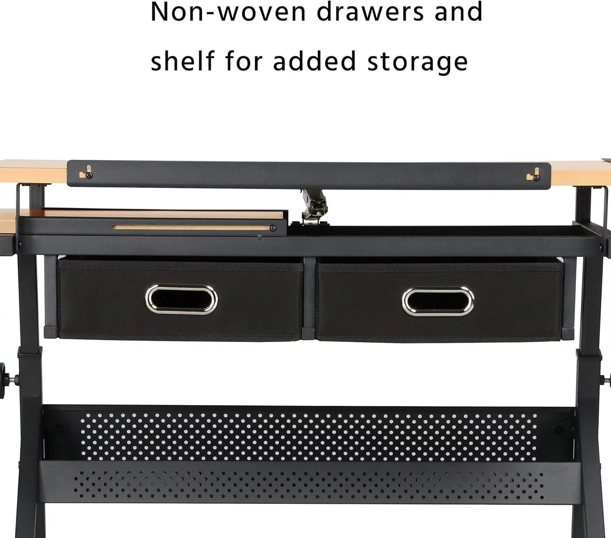 Height Adjustable Drafting Table with 2 Storage Drawers and Stool H7881