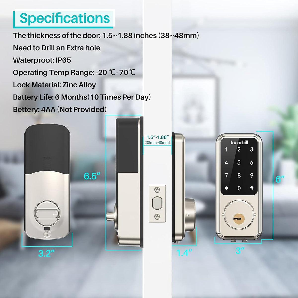Smart Lock with Touch Screen Keypads and App Control A514580