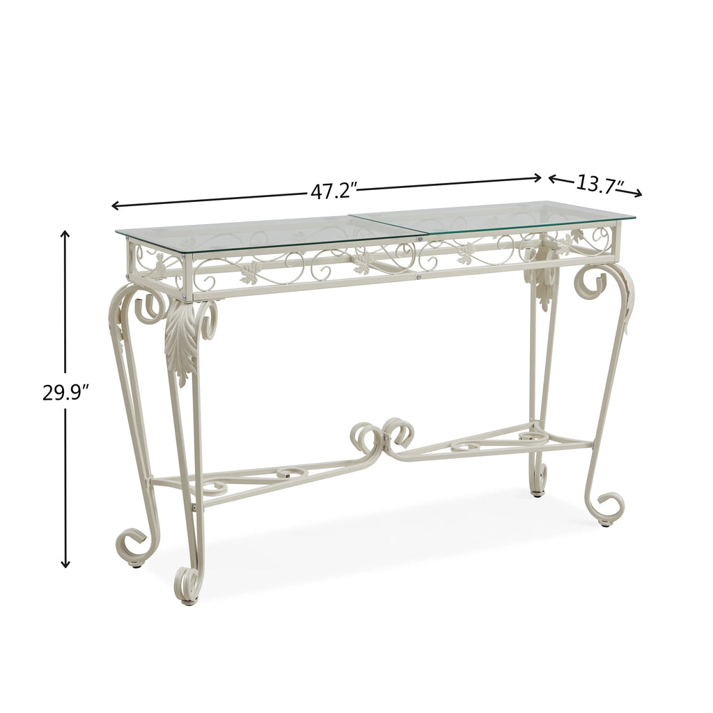 Glass and Metal Console Table with Storage K13337