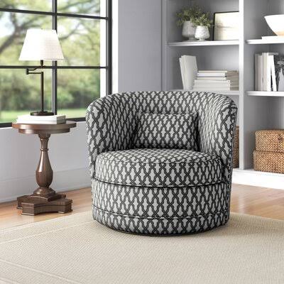 Brown/White Swivel Barrel Chair D103