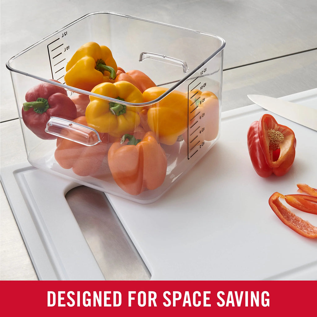 Plastic Square Food Storage Container, 12 Quart, Clear V610475