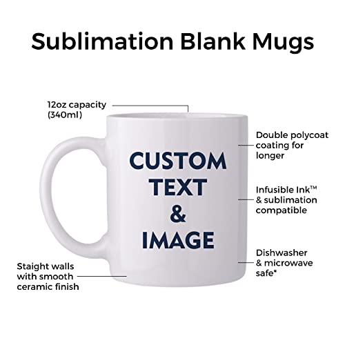 12 OZ White Ceramic Sublimation Mugs Set of 4 X225