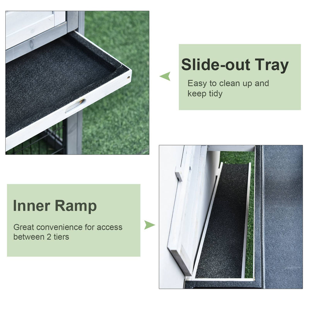 Wooden Rabbit Hutch with Ramp T871561