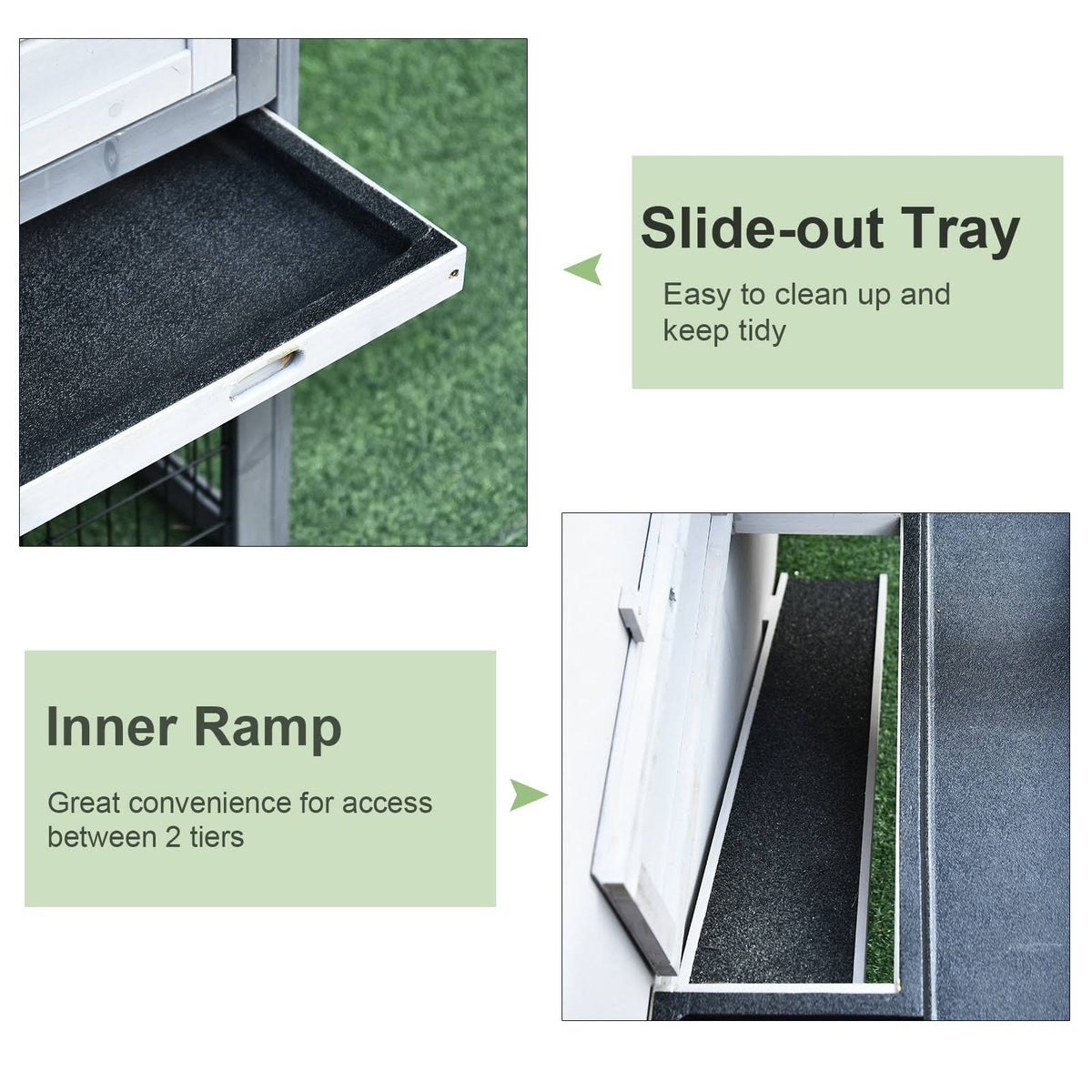 Wooden Rabbit Hutch with Ramp T871561