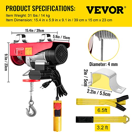 110V Electric Hoist With Wireless Remote Control R5835