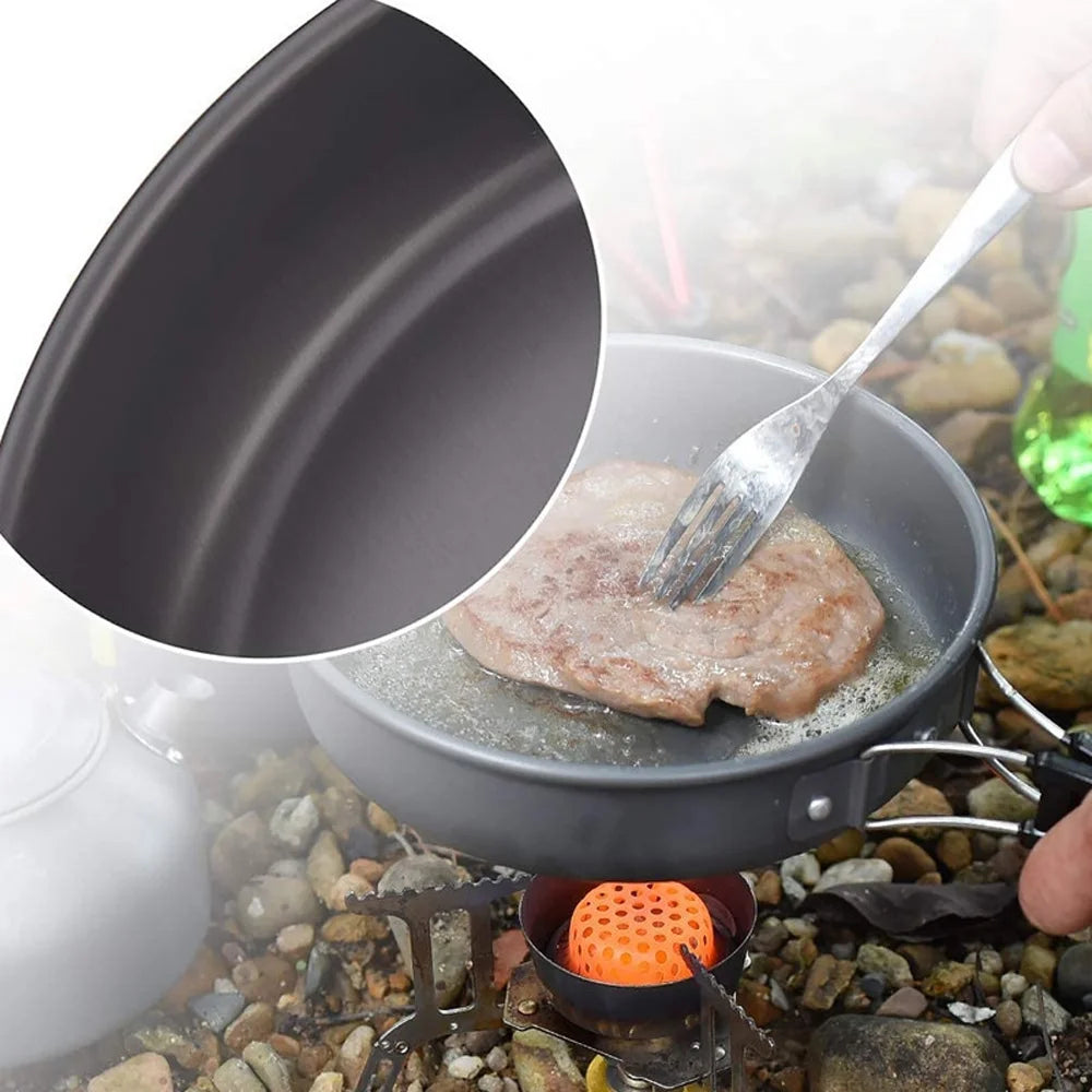 Portable Camping Cookware Set with Alumina Pot and Frying Pan L4145