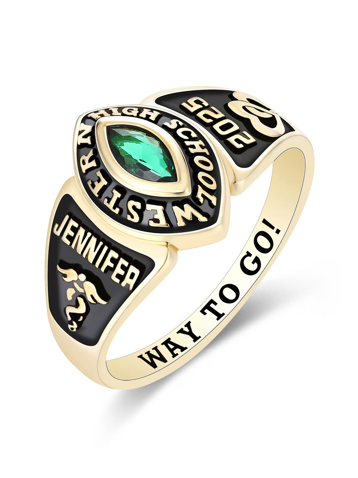 10kt Yellow Gold Class Rings with CZ Birthstone G1802