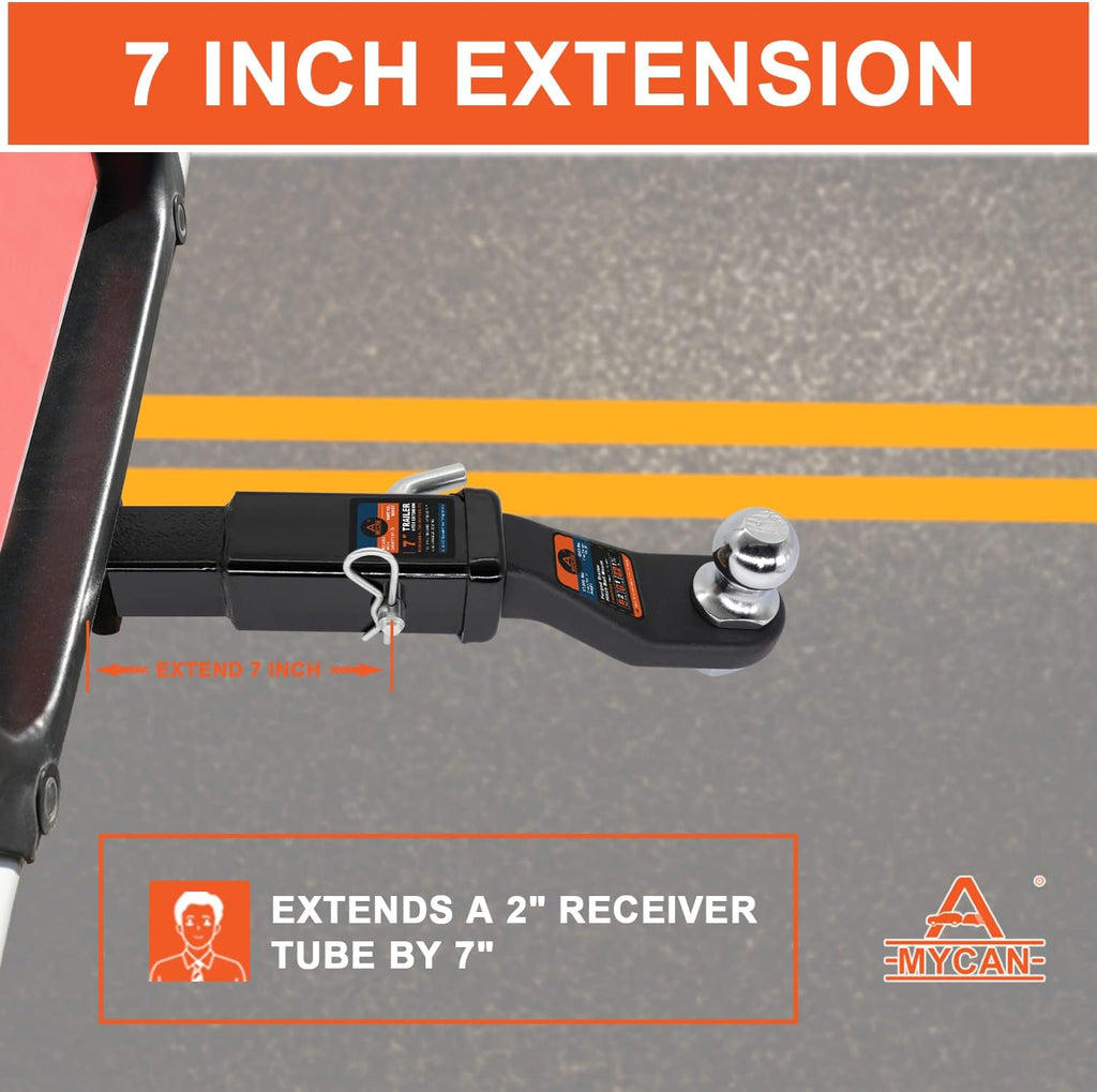 Hitch Extender 7 inch 2 inch Receiver Solid Shank Heavy Duty 3500 lbs Pack of 2 A468673