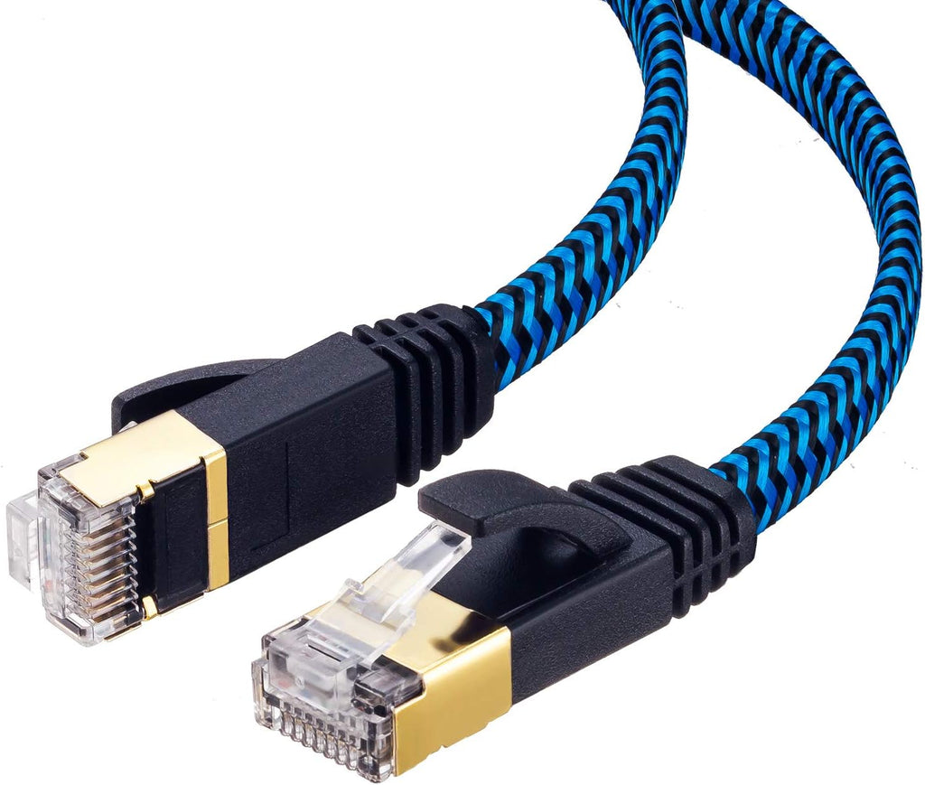 Cat 7 Ethernet Cable 100 ft Nylon Braided Flat Network Patch Cord RJ45 LAN Cable Pack of 2 G55812