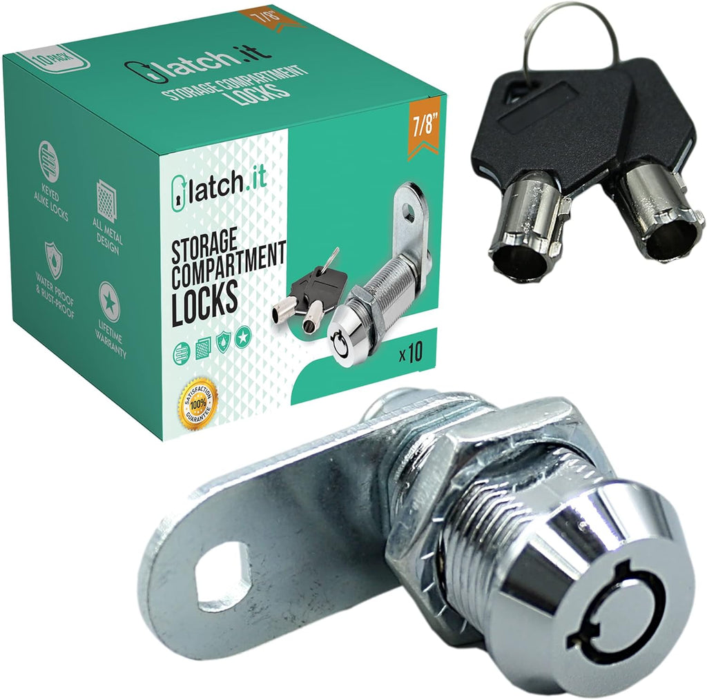 7/8” 5-Pack Metal Cam Locks with 10 Keys D63714