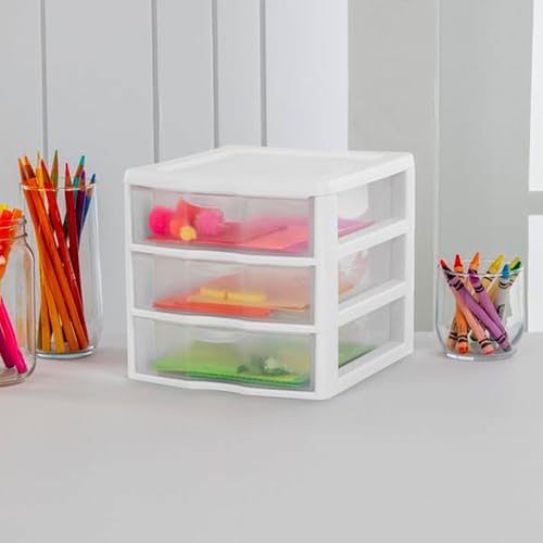 6-Pack White Plastic 3-Drawer Cart A8700