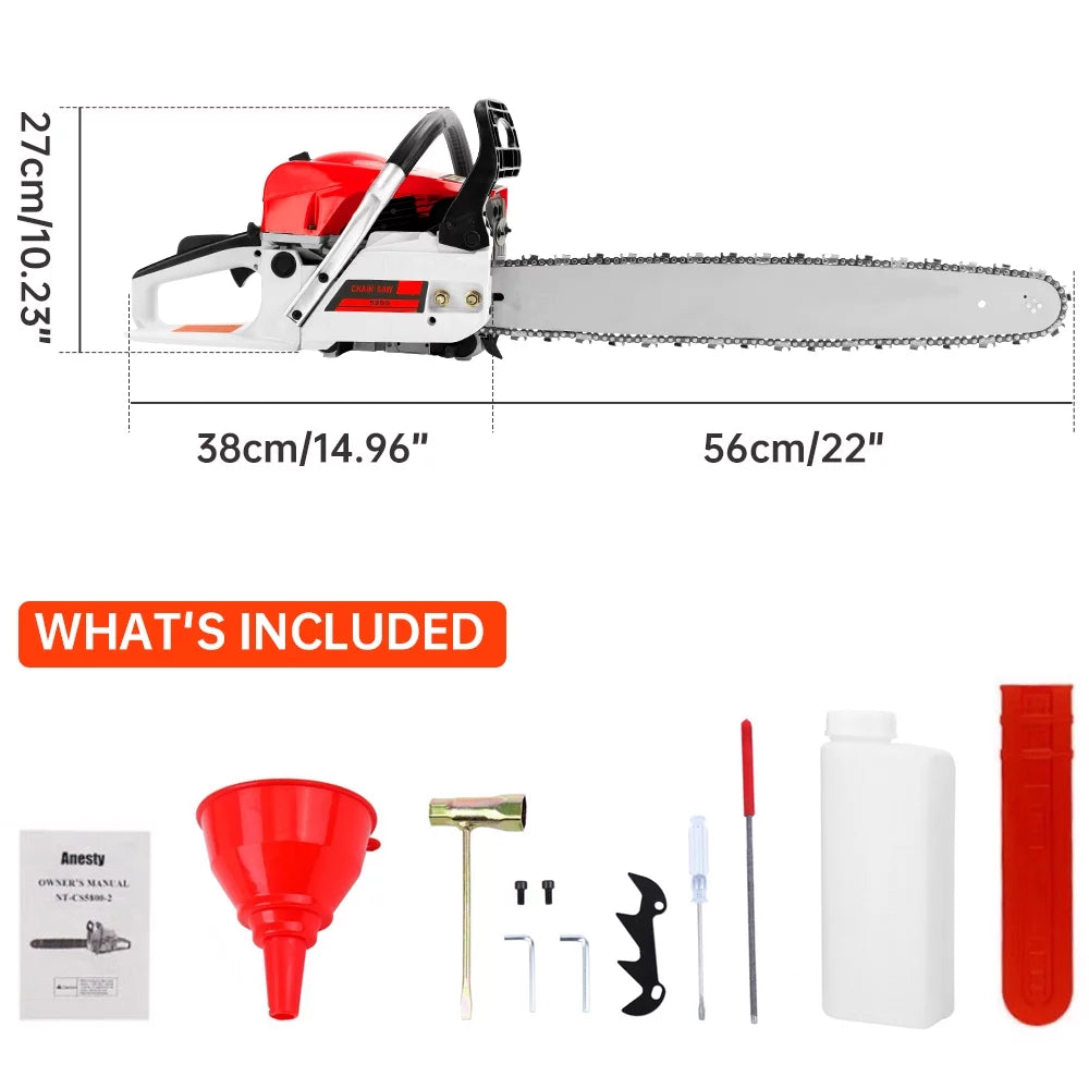 Gasoline Chainsaw with 22 in. Bar 52CC 2-Cycle Gas Powered U6028