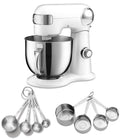 White Stand Mixer with Stainless Steel Measuring Cups and Spoons Q4252