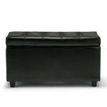 Midnight Black Faux Leather Tufted Rectangle Storage Ottoman L7874