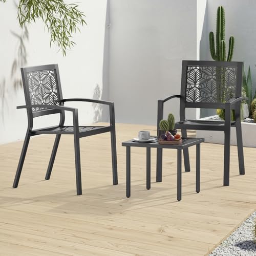 Peacock Blue Stackable Bistro Set with 2 Chairs and 1 Coffee Table P37252