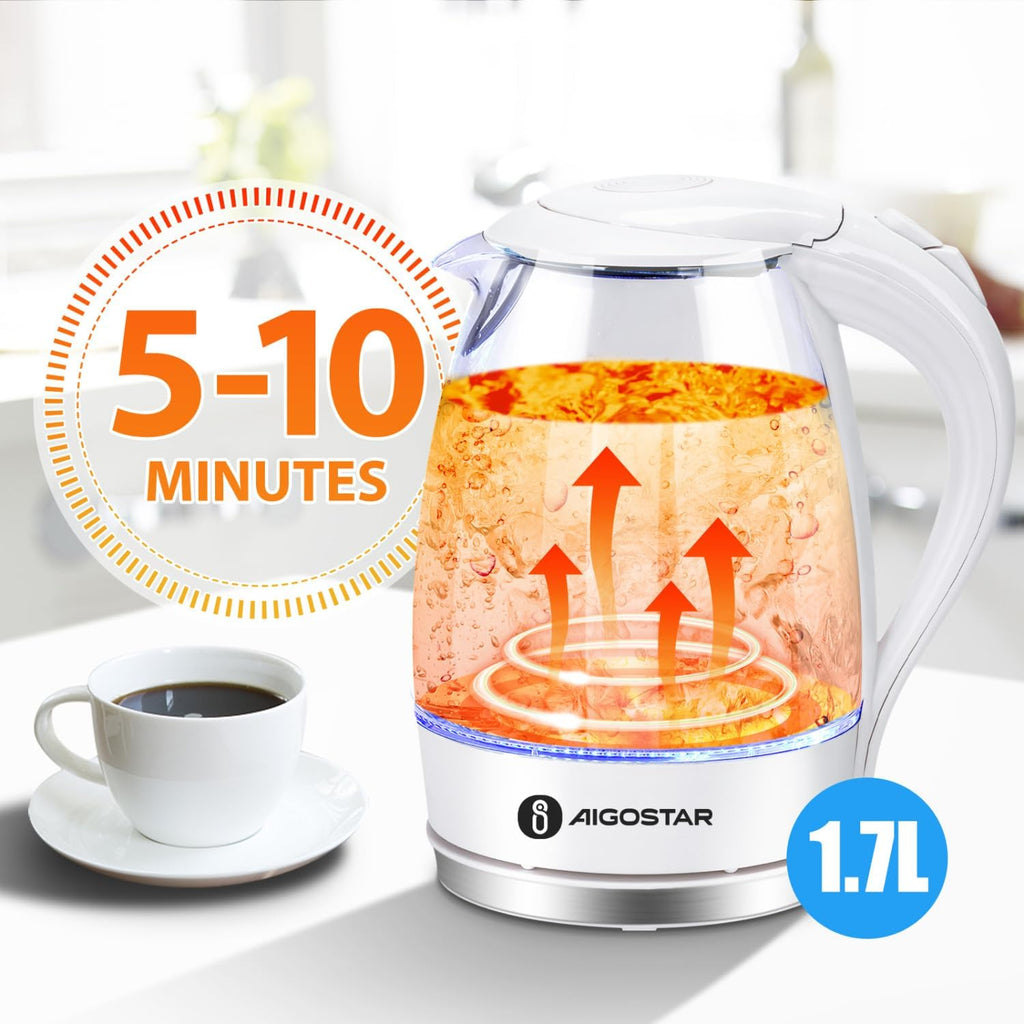 1.7 Liter Electric Kettle with High Borosilicate Glass and 304 Stainless Steel Interior Y740197