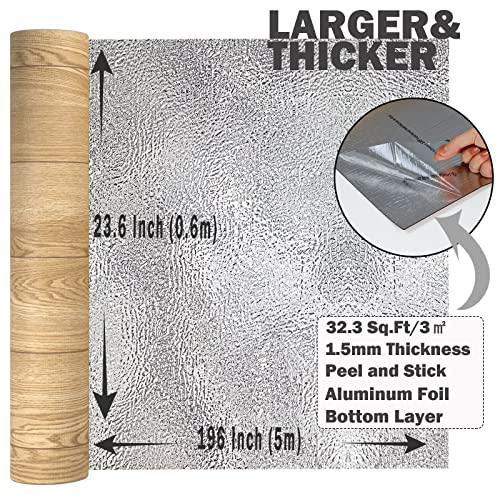 Light Wood Peel and Stick Vinyl Flooring Roll 23"x 393" 64 Sq.Ft O309