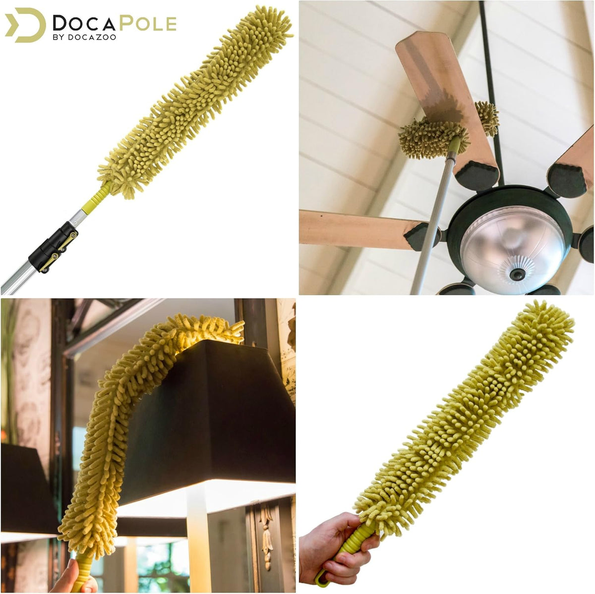 Cleaning Kit with 5-12 Foot Telescoping Extension Pole, Window Squeegee & Washer, 3 Dusting Attachments Y5668