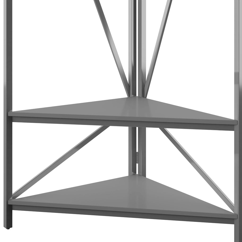 Antique Gray Corner Hall Tree with Metal Frame V42737