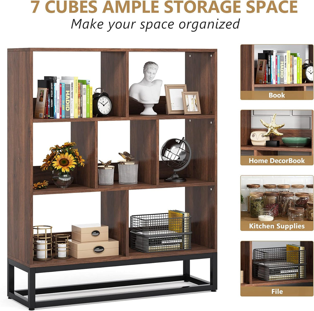 3 Tier 7-Cube Open Shelf Bookcase with Metal Leg A3535