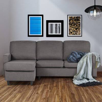 78.3x22 Wide Reversible Sofa Chaise Gray Polyester Blend W3018