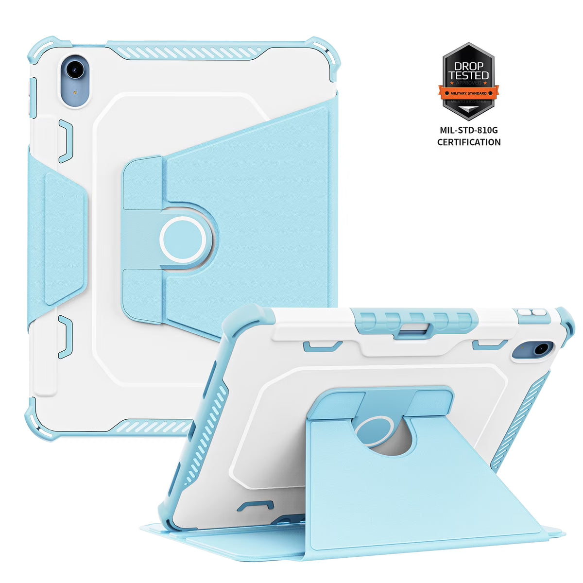 Skyblue Rotating Case for iPad 10th Generation 10.9-inch with Pencil Holder M6921