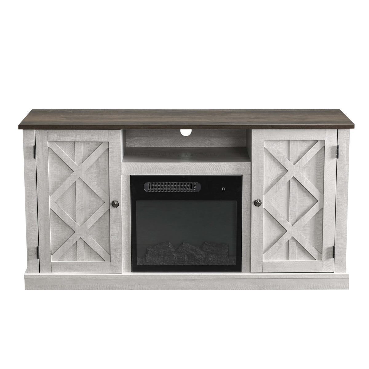 White TV Stand with Electric Fireplace D69463