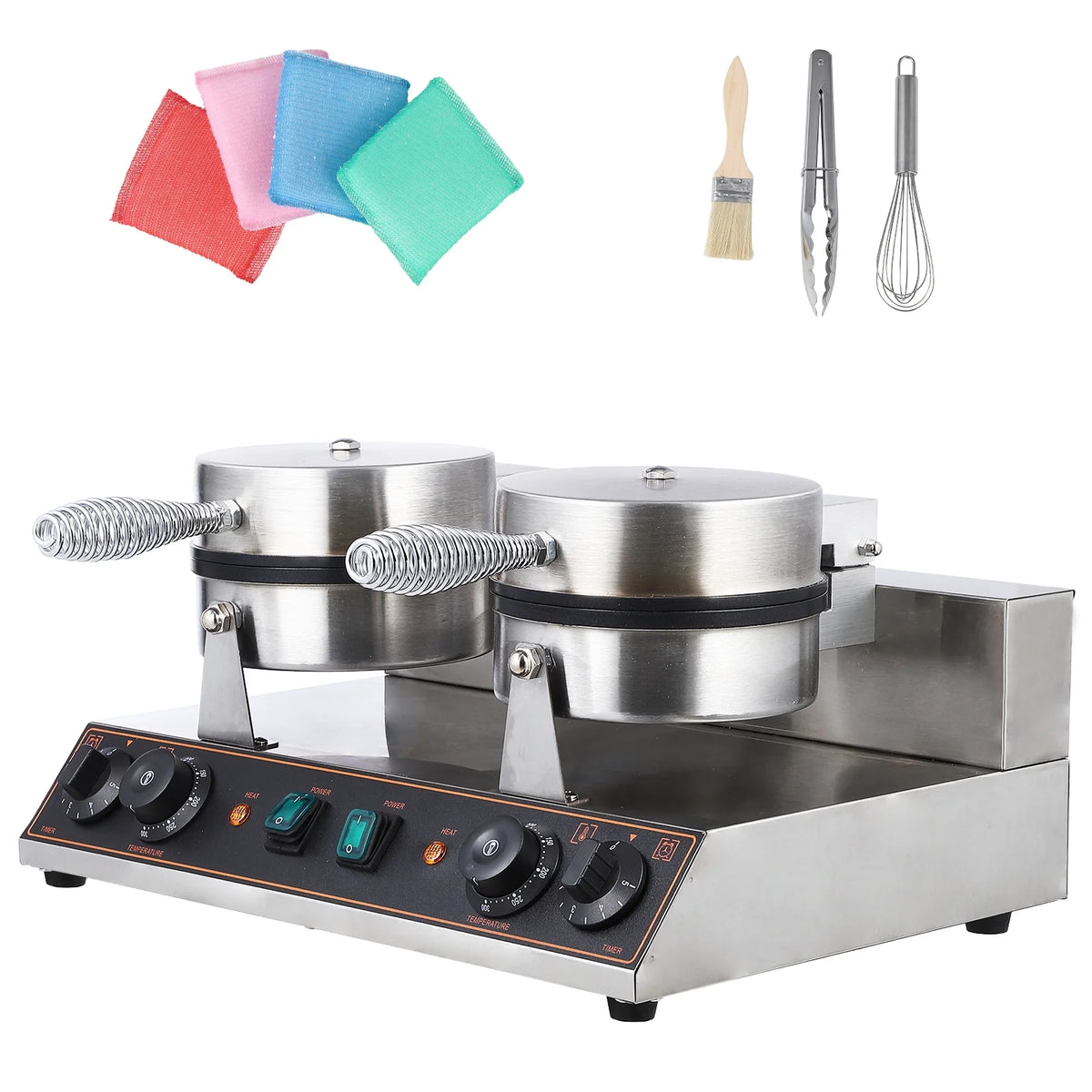 Stainless Steel Double-Ended Waffle Maker with Non-Stick Pan B845926