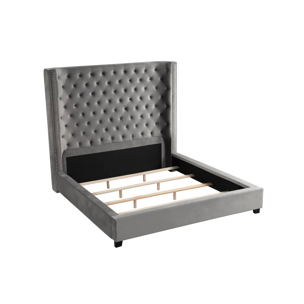Velvet Upholstered Queen Platform Bed Z129598