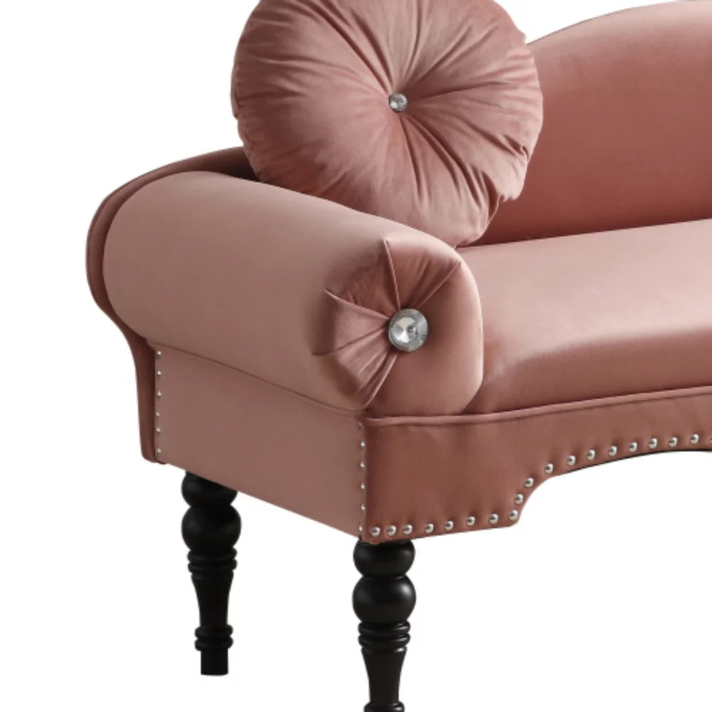 Rose Velvet Upholstered Loveseat Sofa with 2 Pillows B221