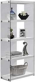 Glossy White 4 Shelf Tempered Glass Bookcase A5637