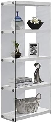 Glossy White 4 Shelf Tempered Glass Bookcase A5637