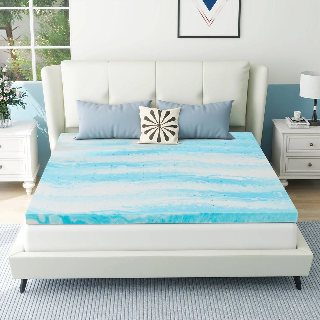 Queen Size Cooling Gel-infused Memory Foam Mattress Topper Y3183