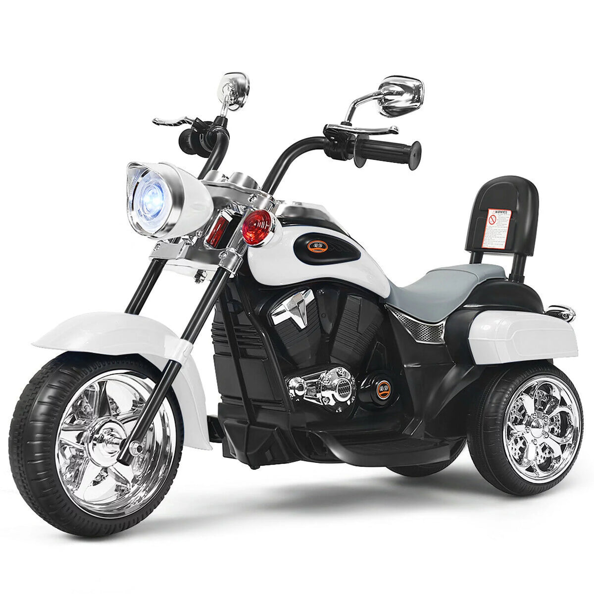 6V Kids Ride On Motorcycle 3 Wheel Trike with Headlight White M227662