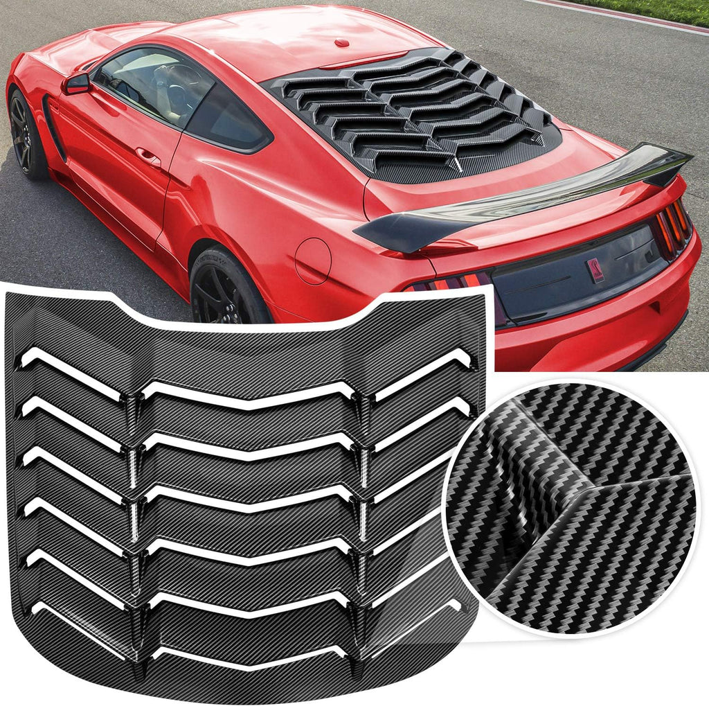 Rear Window Louver Windshield Sun Shade Cover ABS Glossy Carbon Fiber L1202