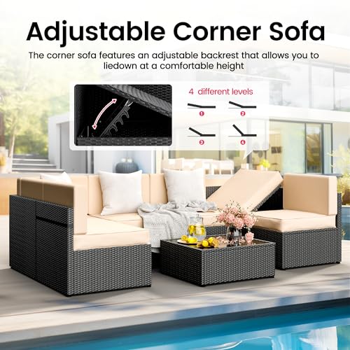 7 Pieces Wicker Patio Sectional Sofa Set with Coffee Table K58235