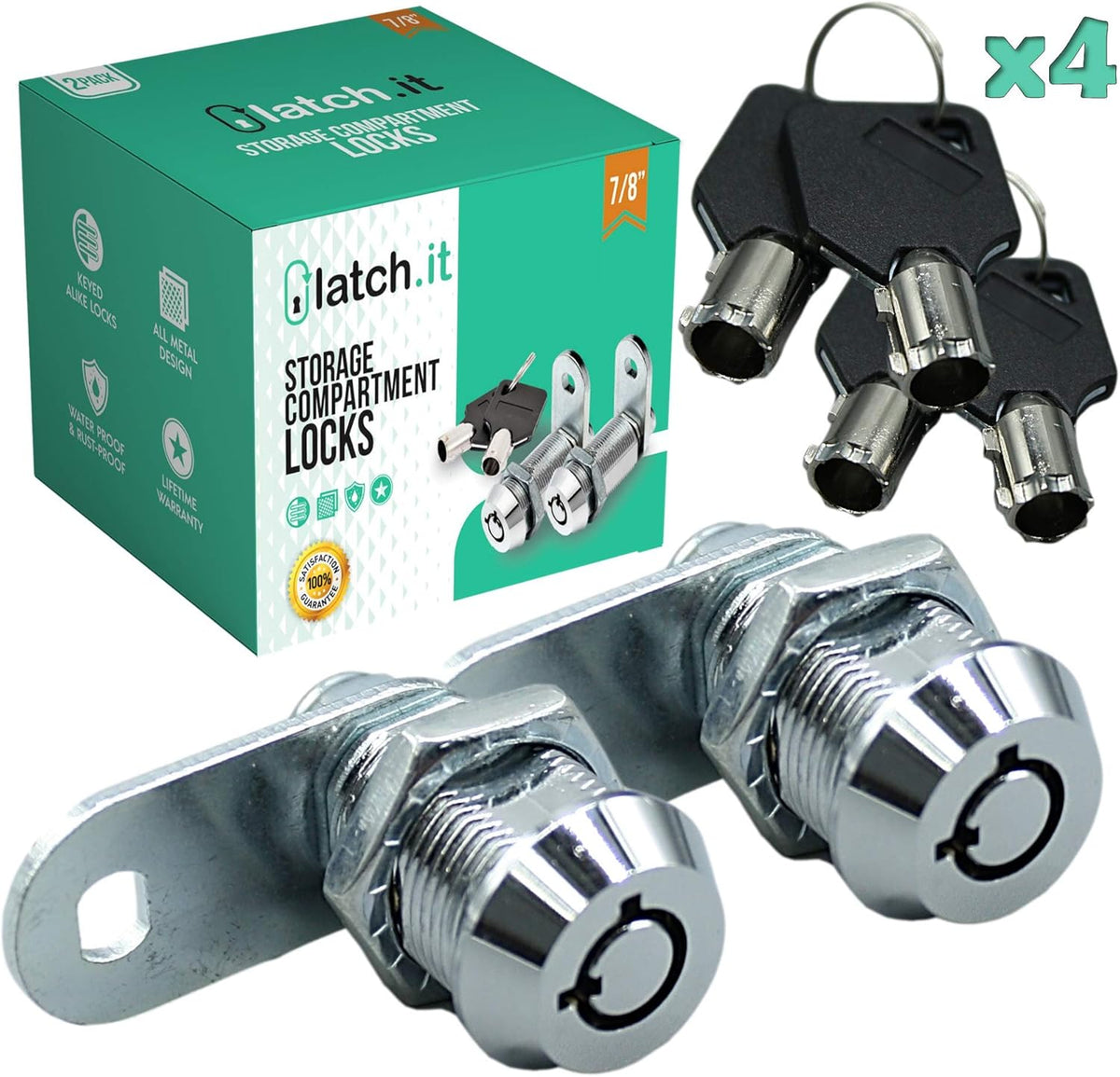7/8” 5-Pack Metal Cam Locks with 10 Keys D63714