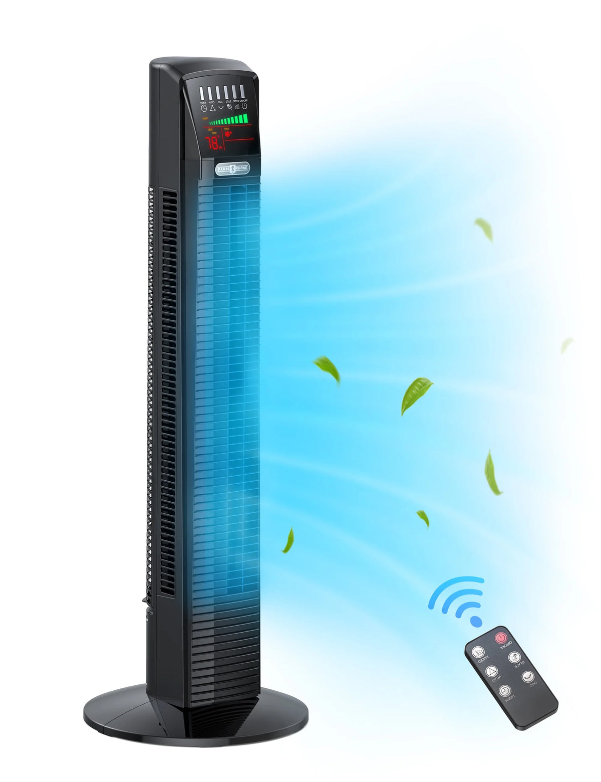 Standing Floor Fan with Remote, 70° Oscillating Q844