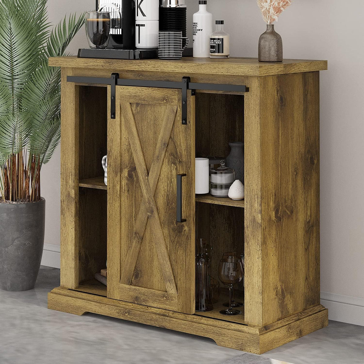 Rustic Storage Cabinet with Sliding Barn Doors K638648