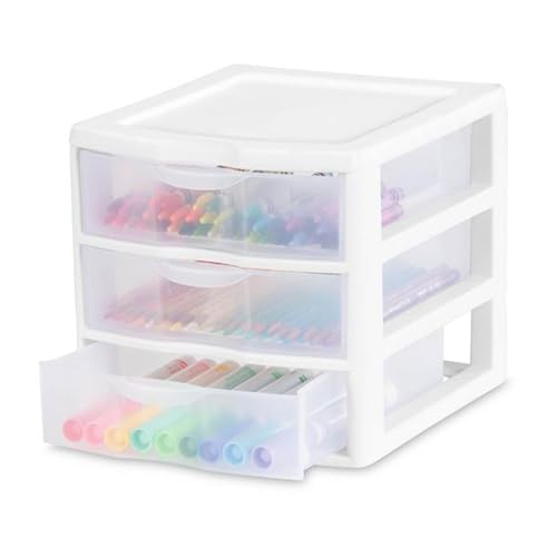 6-Pack White Plastic 3-Drawer Cart A8700