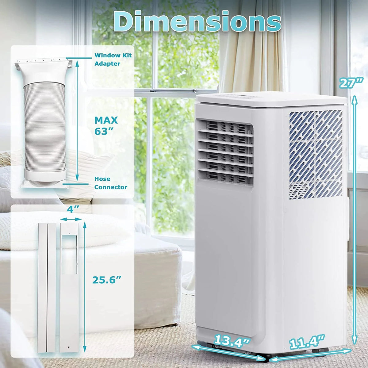 8000 BTU Portable Air Conditioner with Dehumidifier and Fan X957